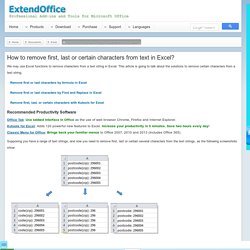 How to remove first, last or certain characters from text in Excel?