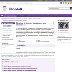 Programme, ressources et évaluation - Mobiliser le langage dans toutes ses dimensions
