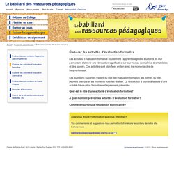 Le babillard des ressources pédagogiques: Élaborer les activités d’évaluation formative