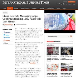 China Restricts Messaging Apps, Confirms Blocking Line, KakaoTalk Last Month