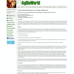 Peer Reviewed Publications on the Safety of GM Foods