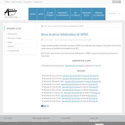 Revue de presse hebdomadaire de l’APSES