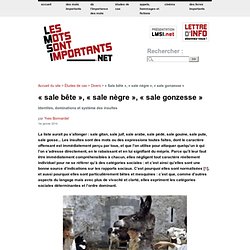 « Sale bête », « sale nègre », « sale gonzesse »
