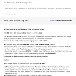 ONLINE /OFFLINE Scholarship Test for IAS Prepration
