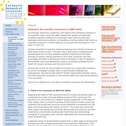 No scientific consensus on GMO safety