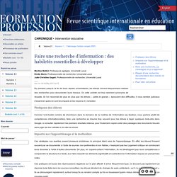 Formation et profession : revue scientifique internationale en éducation 263
