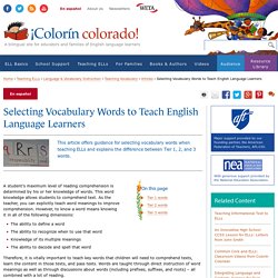 Selecting Vocabulary Words to Teach English Language Learners