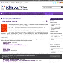 Séminaire « L'enseignement du fait religieux » - Sommaire