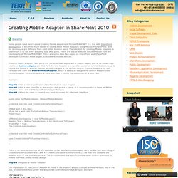 SharePoint Web Parts - SharePoint Mobile - SharePoint Development