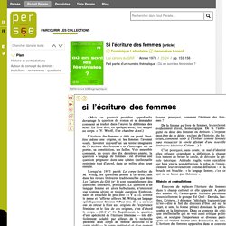 Si l'écriture des femmes