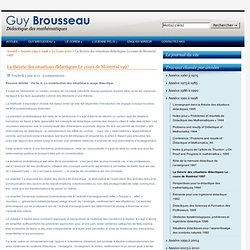 La théorie des situations didactiques Le cours de Montréal 1997