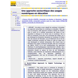 Une approche sociocritique des usages numériques en éducation