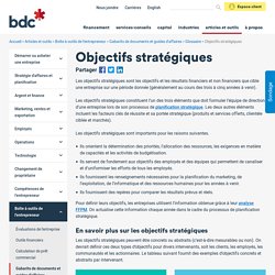 Que sont les objectifs stratégiques
