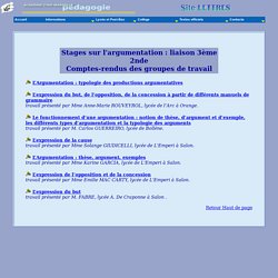 Stage sur l'argumentation : liaison 3ème 2nde