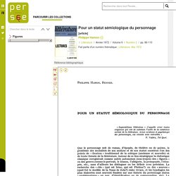 Pour un statut sémiologique du personnage