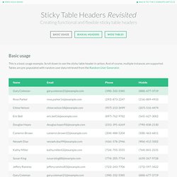 Sticky Table Headers Revisited