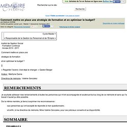 Comment mettre en place une stratégie de formation et en optimiser le budget? - Marilyne DARNE