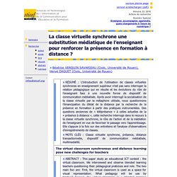 La classe virtuelle synchrone une substitution médiatique de l’enseignant pour renforcer la présence en formation à distance ?