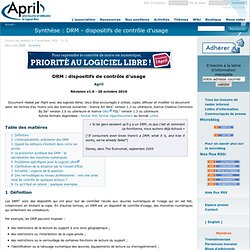 Synthèse : DRM - dispositifs de contrôle d'usage
