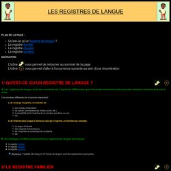 Fiche de synthèse : Registres de langue