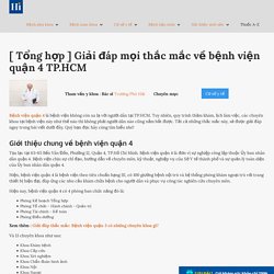 [ Tổng hợp ] Giải đáp mọi thắc mắc về bệnh viện quận 4 TP.HCM