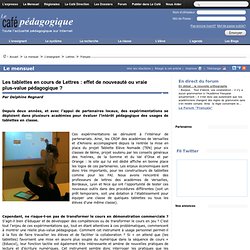 Les tablettes en cours de Lettres : effet de nouveauté ou vraie plus-value pédagogique ?