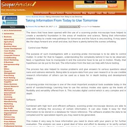 Taking Information From Today to Use Tomorrow