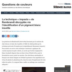 La technique « impasto » de Rembrandt décryptée via l’identification d’un pigment blanc insolite