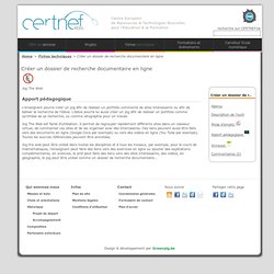 Fiches techniques - Créer un dossier de recherche documentaire en ligne