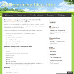 Découvrez 6 techniques secrètes pour écrire un article « Praticien de bien-être
