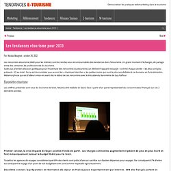 Les tendances etourisme pour 2013