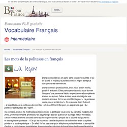 Les mots de la politesse en français - Intermédiaire