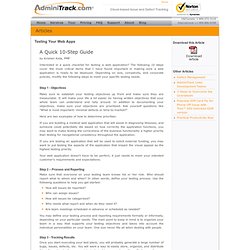 Testing Your Web Application - A Quick 10 Step Guide
