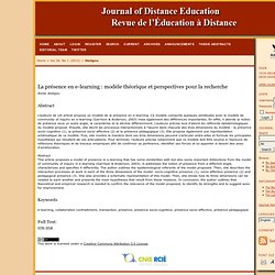 La présence en e-learning - A. Jézégou 2012