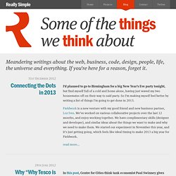 Some of the things we think about — Really Simple