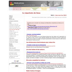 Rubrique 'Lire avec les TICE' l'annuaire du Weblettres.