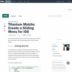 Create a Sliding Menu for iOS