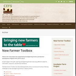 New Farmer Toolbox – Center for Environmental Farming Systems