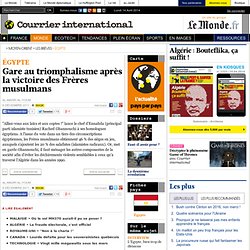Gare au triomphalisme après la victoire des Frères musulmans