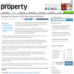 Triumph for tenants: VCAT rules against pet bans`