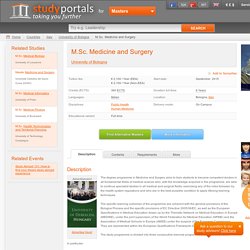 Medicine and Surgery - at University of Bologna, Bologna, Italy