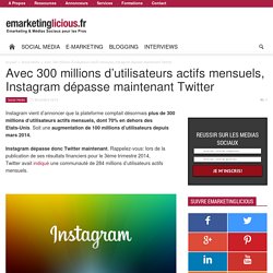 Avec 300 millions d'utilisateurs actifs mensuels, Instagram dépasse maintenant Twitter