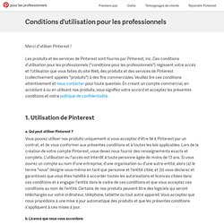 Conditions d'utilisation pour les professionnels
