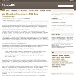 Les différentes utilisations des TICS dans l’enseignement