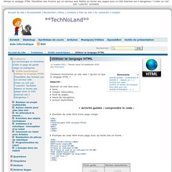 Utiliser le langage HTML