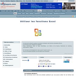 Utiliser les fonctions Excel