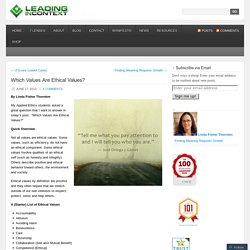 Which Values Are Ethical Values?
