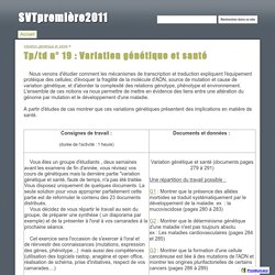 Tp/td n° 19 : Variation génétique et santé - SVTpremière2011