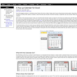 VBA Tips: A Pop-up Calendar for Excel