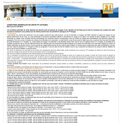 Voyages - Conditions générales de vente